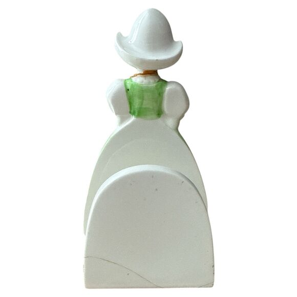 VTG Japan Porcelain Napkin Holder Girl Figurine Daily Bread Repaired - Picture 4 of 9